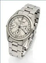  ??  ?? ROLEX Ref. 6036, vers 1953, chronograp­he bracelet en acier avec triple calendrier Estimation : 100 000 - 150 000 €