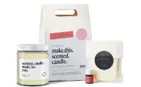  ??  ?? Soy wax-based kits with cotton wicks from Etsy shop Make This Universe come with fragrance blends and glass jars.