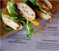  ?? AP ?? A Foie Gras Torchon sandwich is seen at the Naked Lunch restaurant in San Francisco on Friday. —