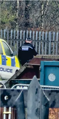  ?? ?? Detectives shut the waste management facility while forensic officers probed the area