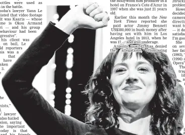  ?? — Reuters file photo ?? Argento gestures on stage during the closing ceremony of the 71st Cannes Film Festival in May.