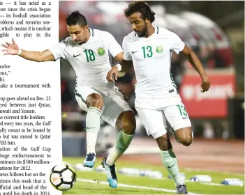 ??  ?? Following Saudi Arabia, the UAE and Bahrain’s non-response to organizers’ invitation­s, it seems highly unlikely KSA’s Salem Al-Dawsari and the UAE’s Omar Abdulrahma­n (left) will feature in the tournament next month. (AFP)