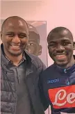  ??  ?? Patrick Vieira, 41 anni, con il napoletano Kalidou Koulibaly, 26