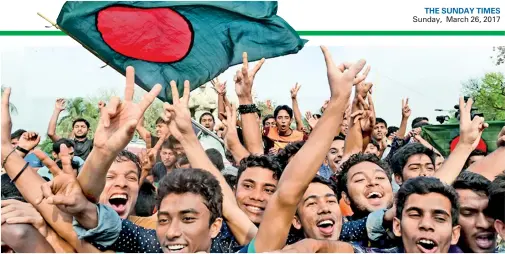  ??  ?? Bangladesh­is rejoice