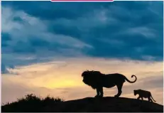  ??  ?? MARC MOL/SOLENT NEWS A lion and its cub appear in Tanzania like the famous scene from Disney classic ‘The Lion King’ as they sit on a rock and gaze into the evening sunset.