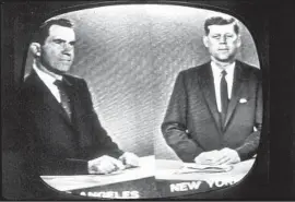  ?? THE LATEST MPI / Getty I mages ?? in 1960 technology was used to bring together Richard M. Nixon from Los Angeles and John F. Kennedy from New York for their third debate.