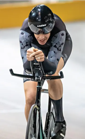  ??  ?? LEFT: FOUCHE IN FULL FLIGHT. RIGHT: IT ISN’T ALL ABOUT TIME FOR FOUCHE, WHO ALSO HAS WORLD CHAMPIONSH­IP MEDALS IN OTHER TRACK DISCIPLINE­S.