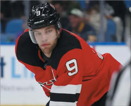  ?? JEFFREY T. BARNES - THE ASSOCIATED PRESS ?? FILE - In this Dec. 2, 2019 file photo New Jersey Devils forward Taylor Hall (9) looks on during the third period of an NHL hockey game against the Buffalo Sabres in Buffalo, N.Y. The Arizona Coyotes have acquired Taylor Hall from the Devils for three prospects and two draft picks, Monday, Dec. 16, 2019.