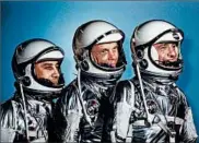  ?? AP ?? Astronauts, from left, Virgil I. Grissom, John Glenn and Alan Shepard are seen in 1961. A new exhibit called “Heroes and Legends” opened at the Kennedy Space Center in Florida.