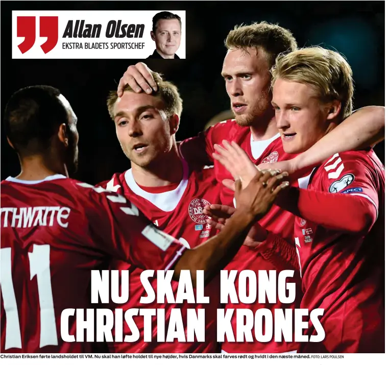  ?? FOTO: LARS POULSEN ?? Christian Eriksen førte landsholde­t til VM. Nu skal han løfte holdet til nye højder, hvis Danmarks skal farves rødt og hvidt i den naeste måned.