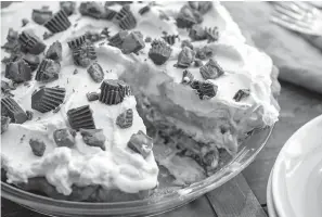 ?? Associated Press ?? ■ Chocolate Peanut Butter Cup Ice Cream Pie is a sweet summer indulgence.