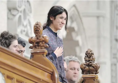  ?? ADRIAN WYLD / THE CANADIAN PRESS ?? Nadia Murad was on hand to witness MPs vote to adopt a Conservati­ve motion calling on the government to help her fellow Yazidis within 120 days.