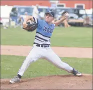  ?? Hearst Connecticu­t Media file photo ?? Wilton Post 86 pitcher Ryan Gabriele fires to the plate during an American Legion state tournament game against Waterbury Post 1 at Wilton High School.