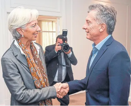  ?? Télam ?? Christine Lagarde y Mauricio Macri, ayer, en la quinta de Olivos