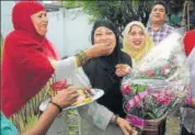  ?? HT FILE ?? Women celebrate the abolition of triple talaq. After the Supreme Court’s verdict, it was perceived that the Law Commission would soon submit its report on the uniform civil code.