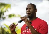  ?? JOSH RITCHIE / NEW YORK TIMES ?? Mayor Andrew Gillum of Tallahasse­e campaigns prior to winning the Democratic nomination for governor. Gillum is facing U.S. Rep. Ron DeSantis, the Republican nominee.