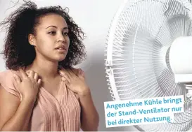  ??  ?? bringt Angenehme Kühle nur der Stand- Ventilator bei direkter Nutzung.