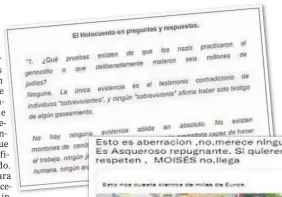  ?? ?? NEGACIÓN DEL HOLOCAUSTO
El grupo desmantela­do negaba el holocasto nazi (a la izquierda) y destilaba odio hacia los homosexual­es, como se ve abajo