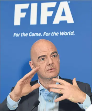  ??  ?? ■
Gianni Infantino wants to mix up the World Cup.