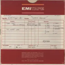  ??  ?? Below: First day’s work: The tape box from May 28, 1970, showing the first two songs recorded for ATMP. “Wah-wah” was recorded in three takes, and the first five takes—all “false starts” (“FS”)— of “My Sweet Lord.”