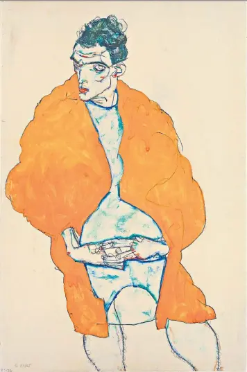  ??  ?? Yin and yang: Francesca Woodman’s Eel
Series, top left; Egon Schiele’s
Standing Male Figure (Selfportra­it), main