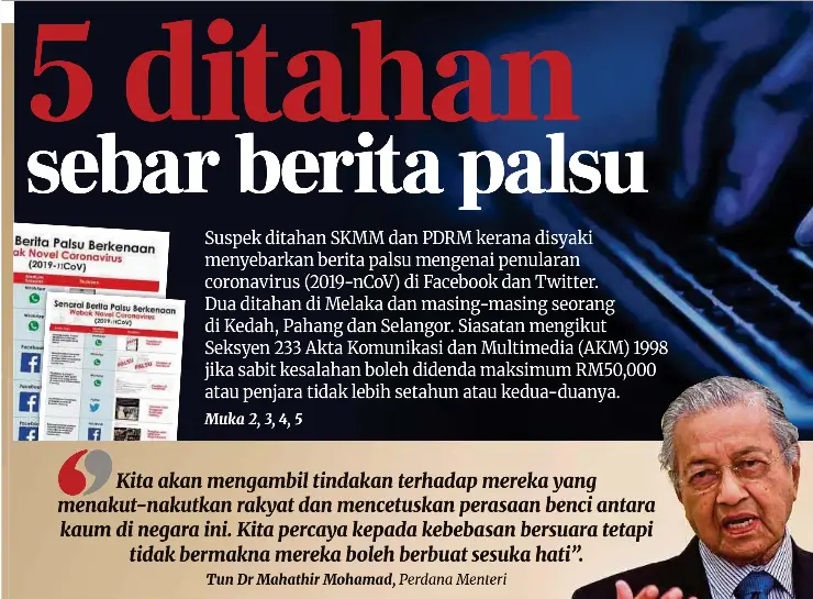5 ditahan sebar berita palsu - PressReader