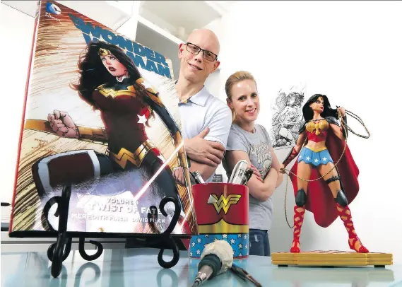  ?? JASON KRYK ?? Meredith Finch, seen with her husband David Finch, says she hopes the success of Wonder Woman will help create more opportunit­ies for female writers.