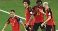  ?? (AFP) ?? Belgium’s Michy Batshuayi (second from right) celebrates with his teammates after scoring against Canada yesterday.