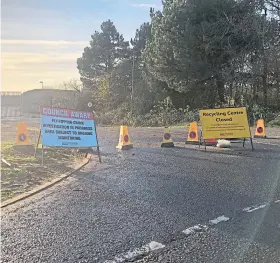  ?? ?? SHUTDOWN: The entrance to Riverside recycling centre.