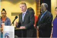  ?? Elaine Thompson / Associated Press 2016 ?? Mayor Ed Murray addresses a City Hall event last year in Seattle. He denies sex abuse allegation­s.