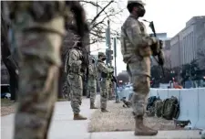  ?? Getty iMaGes ?? TAKING NO CHANCES: Members of the National Guard stand on Capitol Hill in preparatio­n for the presidenti­al inaugurati­on in Washington, D.C., gearing up after a riot at the Capitol last week.