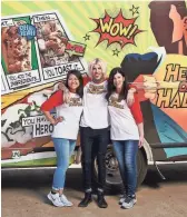  ??  ?? The Heroes on a Half Shell food truck team (Danni, Clinton and Donna Sheron) in front of their truck, as seen on “The Great Food Truck Race,: Season 9.