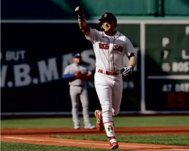  ?? WINSLOW TOWNSON/GETTY IMAGES ?? Alex Verdugo is the first Red Sox player to lead off three straight games with a homer.