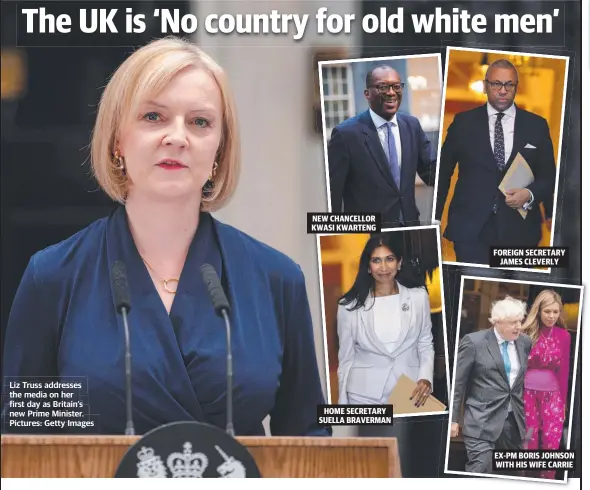  ?? ?? Liz Truss addresses the media on her first day as Britain’s new Prime Minister. Pictures: Getty Images