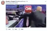  ??  ?? President Donald Trump tweeted a video that shows him punching a man whose face is obscured by the CNN logo.