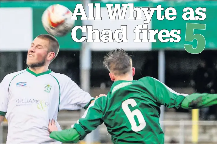  ?? Chad Whyte scored all five goals for Burscough against New Mills Marc Taylor ??