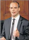  ?? AP PHOTO ?? Britain’s Secretary of State for Exiting the European Union, Dominic Raab gestures during his speech outlining the government’s plans for a no-deal Brexit in London Thursday.