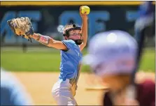  ?? JIM BEAVER — FOR MEDIANEWS GROUP ?? North Penn’s Julia Shearer (17) was dominant against Whitehall High School throwing a 5-0 shutout Monday afternoon, June 6, 2022.