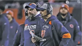  ?? JONATHAN DANIEL/GETTY IMAGES ?? The Bears’ defense remained formidable under new coordinato­r Chuck Pagano (right).
