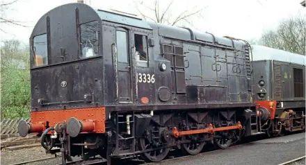  ?? Mortons Archive ?? No. 13336 (later Nos. D3336 and then 08266) was preserved at the Keighley & Worth Valley Railway in 1985, where it is seen, having had its original number reapplied, on April 5, 1999.