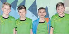  ?? FOTO: ARMIN ZEH ?? Spieler der Gruppe U14 (von links): David Bolk, Emil Schefold, Simen Nussbaumer, Elias Wilke vom TTC Tettnang.