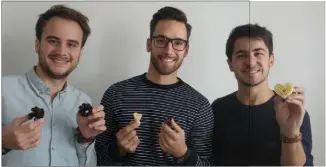  ?? (D.R.) ?? Olivier Meunier, Thibaut Saras et Édouard Bonissol ont appelé leur startup Les Dandies car cela évoque pour eux « un personnage élégant qui aime les belles choses et la qualité, des valeurs que nous portons. Et aussi parce que le  et le D rappellent...