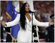  ?? (AP) ?? Demi Lovato performs the national anthem before Super Bowl 54 between the Kansas City Chiefs and the San Francisco 49ers on Feb. 2.