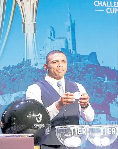  ?? Epcrugby.com ?? Habana, embajador mundial del rugby mundial; aquí, en el sorteo de la Champions Cup