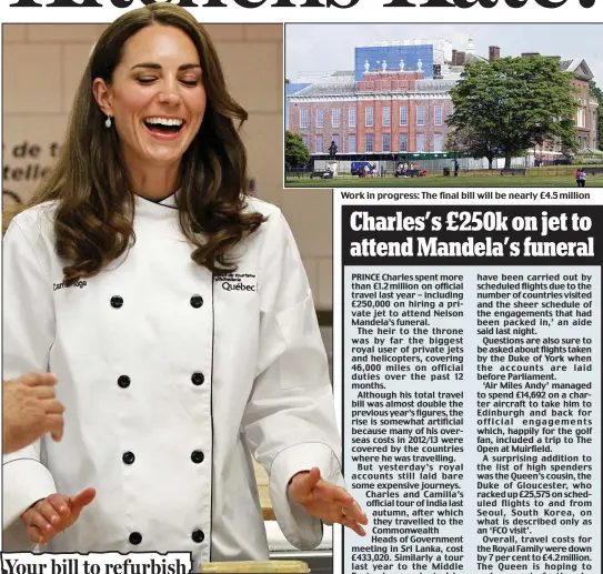  ??  ?? Chef: The Duchess has asked for a second kitchen. Left: TheT Mail’s report on Saturday