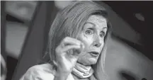  ?? ANDREW HARNIK/AP ?? House Speaker Nancy Pelosi seems amenable to a new coronaviru­s relief bill, as long as it includes money for state and local government­s, unemployme­nt benefits and food aid.