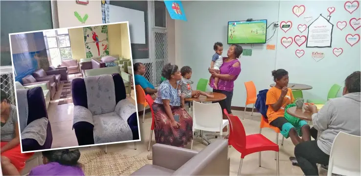  ?? ?? Some mothers accommodat­ed at the RMH while their babies are being taken care of at the Labasa hospital enjoy dinner together at the RMH dining room.