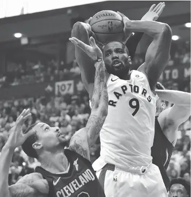  ?? FRANK GUNN / THE CANADIAN PRESS FILES ?? Toronto Raptors forward Serge Ibaka is taking much of the heat for his lacklustre play in the first two games against the Cleveland Cavaliers, both Raptors’ losses. Game 3 is Saturday in Cleveland.