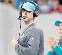  ?? DAVID GOLDMAN/AP ?? Heat coach Adam Gase led the Dolphins to the playoffs last year for the first time since the 2008 season by winning nine of the regular season’s final 11 games.