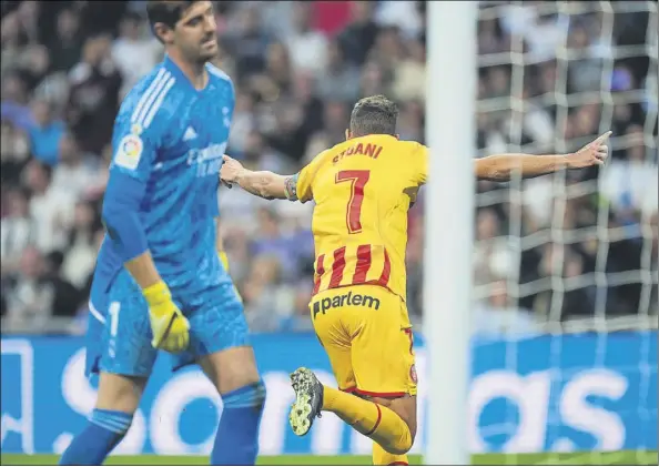  ?? Foto: ap ?? Stuani no falló desde los once metros para poner el empate del Girona ante el Real Madrid en el Santiago Bernabéu